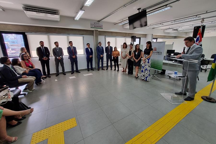 Defensor público-geral, Florisvaldo Fiorentino Júnior, em discurso durante a cerimônia | Foto: Fábio Freitas