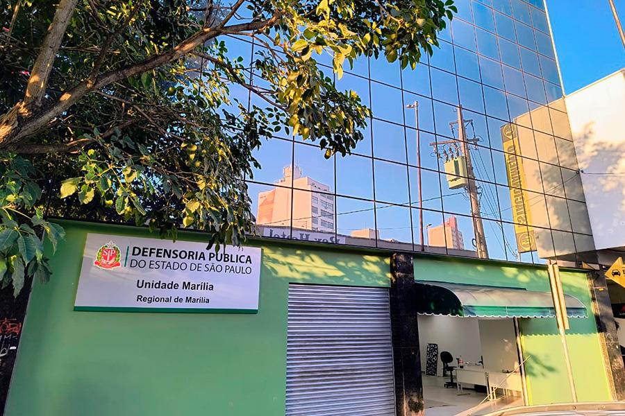 Fachada do novo prédio da Defensoria Pública de SP em Marília