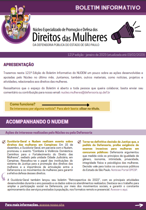121º Boletim Informativo NUDEM - janeiro2023 