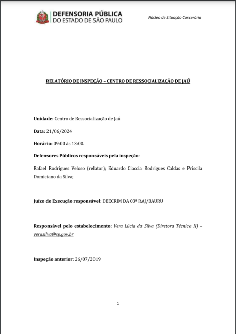 Relatório de Inspeção - Tarjado - CR de Jaú - Dia 21/06/2024