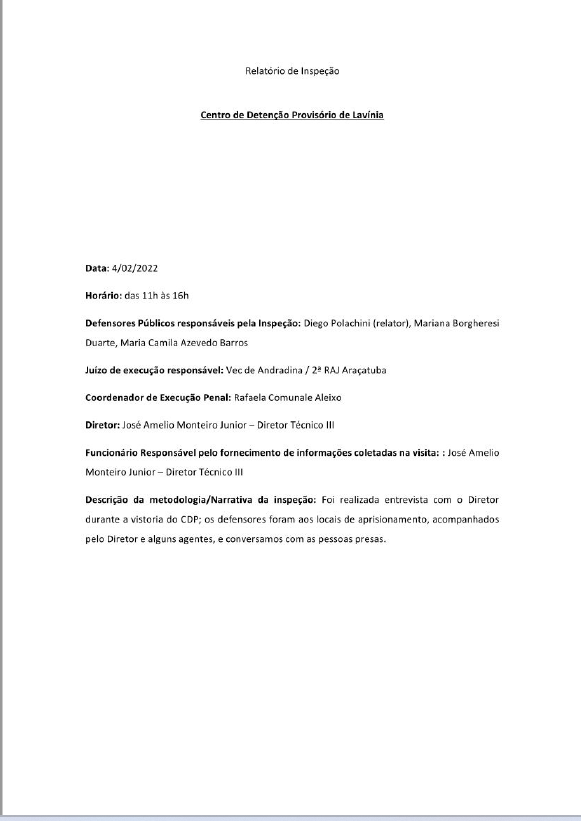 Relatório do CDP de Lavínia - 04/02/2022