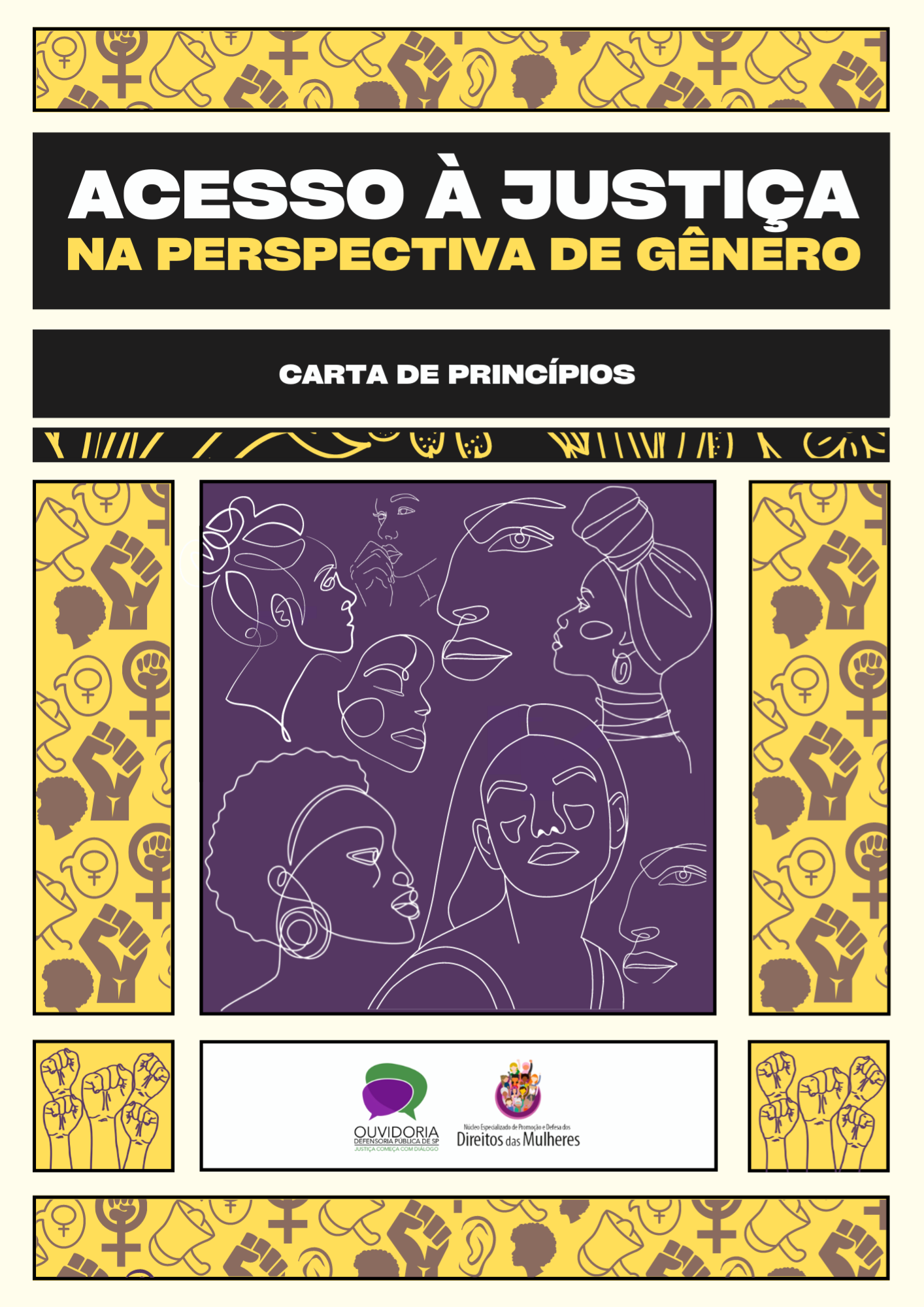 A capa possui um fundo bege, com quadrados distribuidos na cor amarela e preto. No quadrado superior está escrito em branco e amarelo 